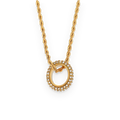 Collar con colgante ovalado de circonitas en acero dorado
