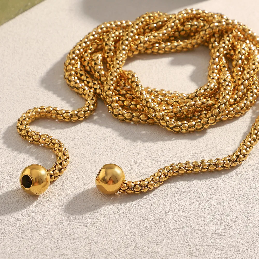 Collar lariat en acero dorado