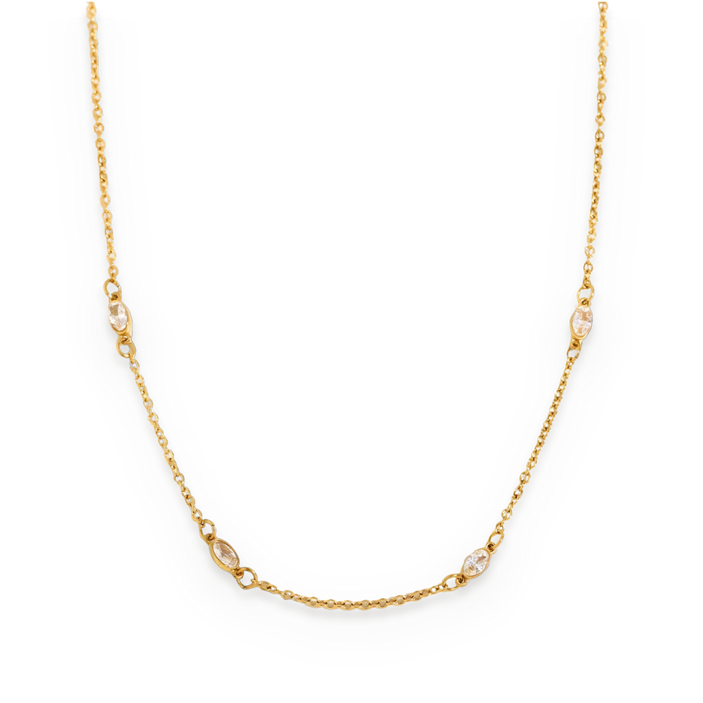 Collar de circonitas talla marquesa en acero dorado