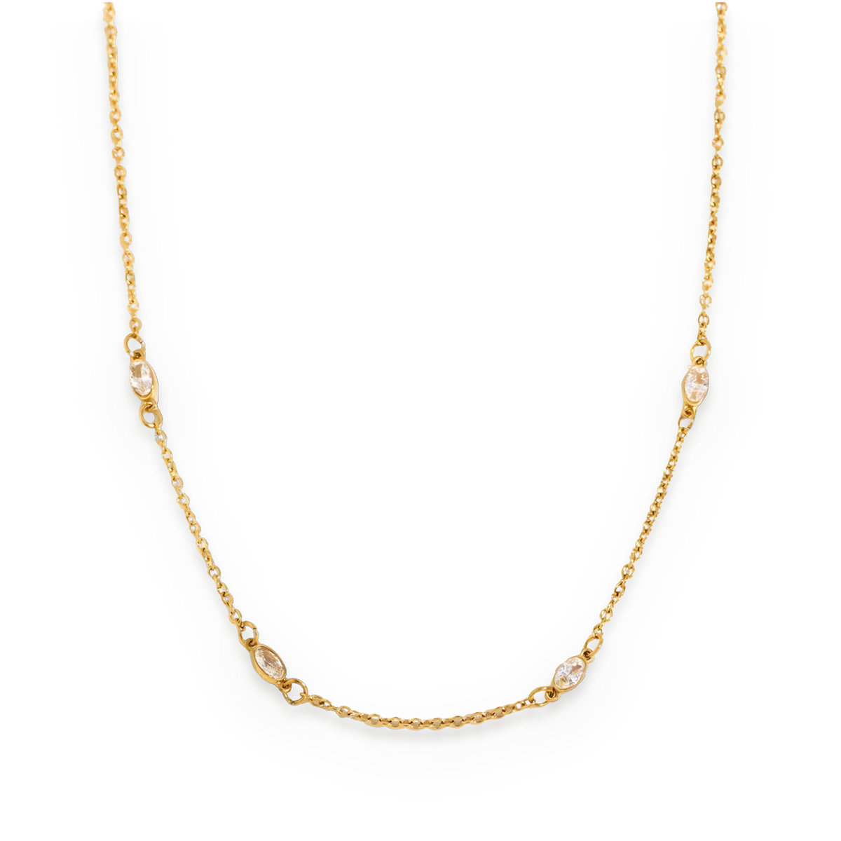 Collar de circonitas talla marquesa en acero dorado