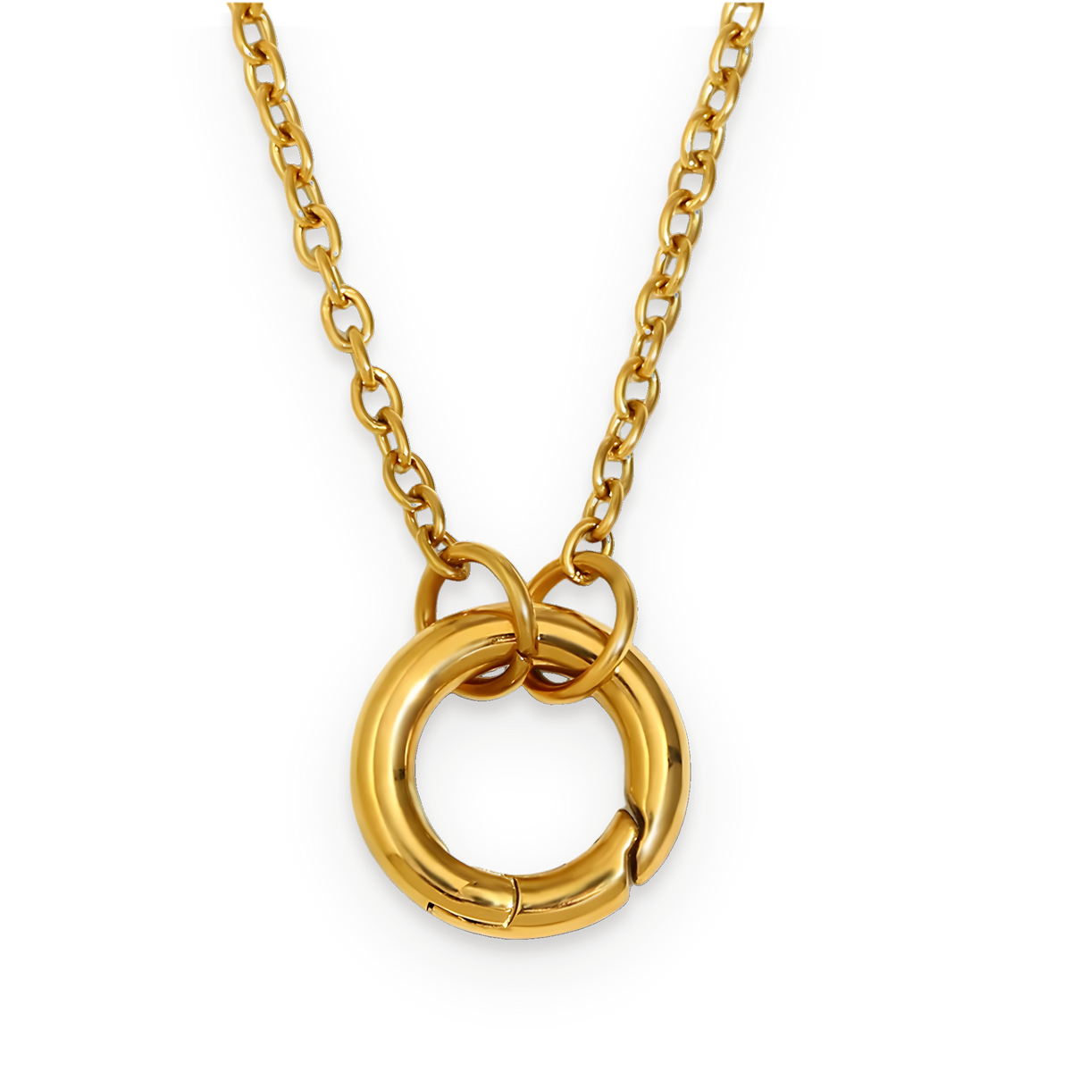 Collar de cadena con aro circular en acero dorado