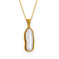 Collar con colgante de perla en acero dorado