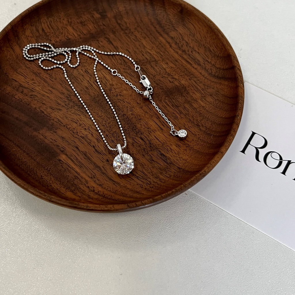 Collar solitario de moissanita 3 ct en plata