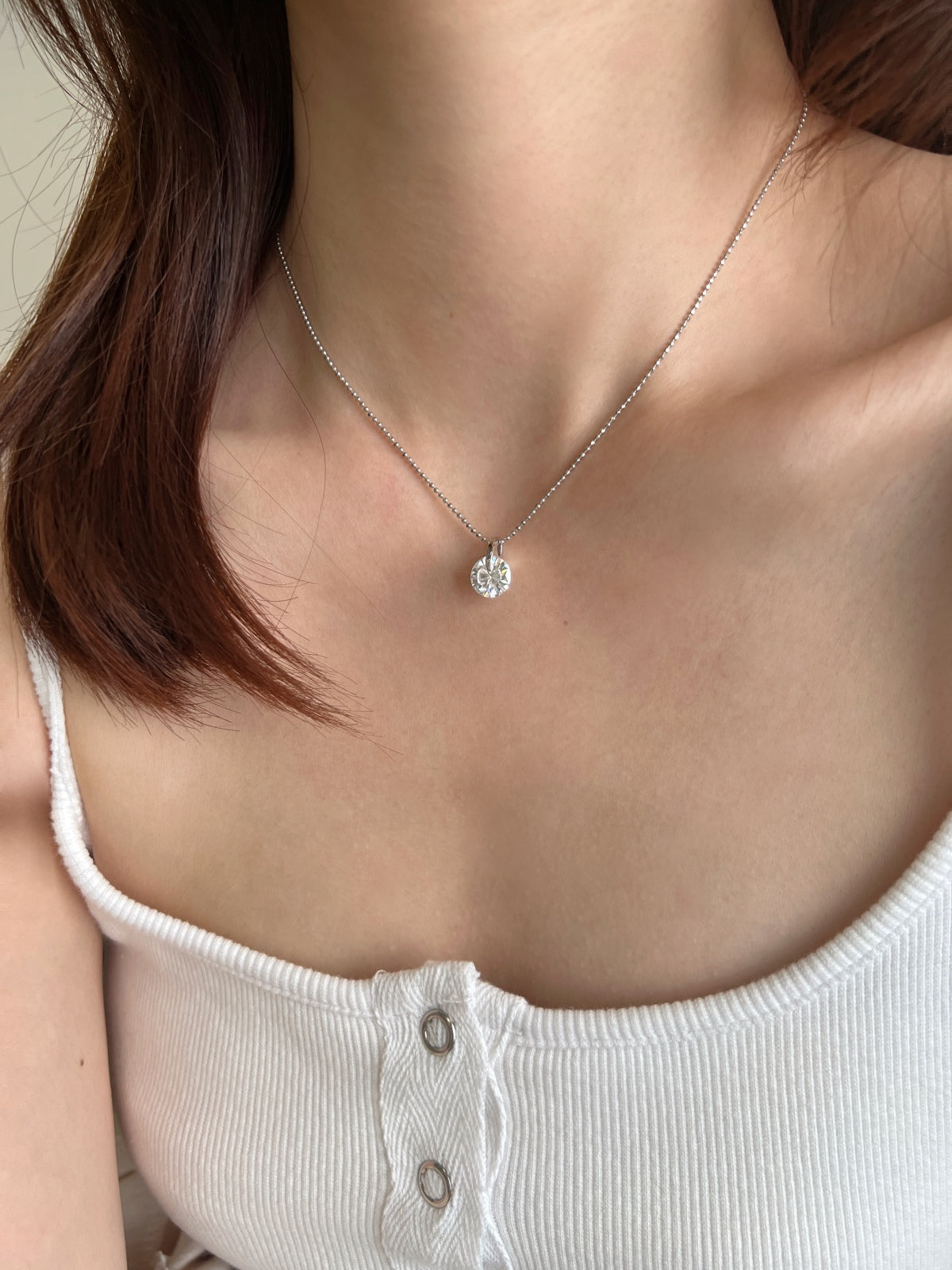 Collar solitario de moissanita 3 ct en plata