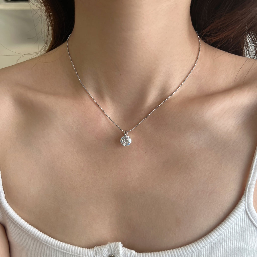 Collar solitario de moissanita 3 ct en plata