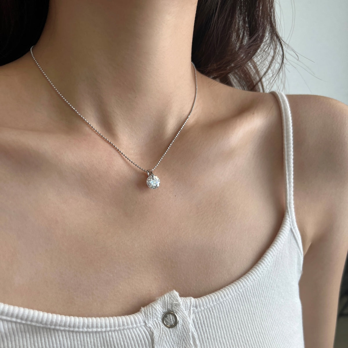 Collar solitario de moissanita 3 ct en plata