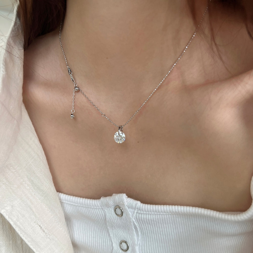 Collar solitario de moissanita 3 ct en plata