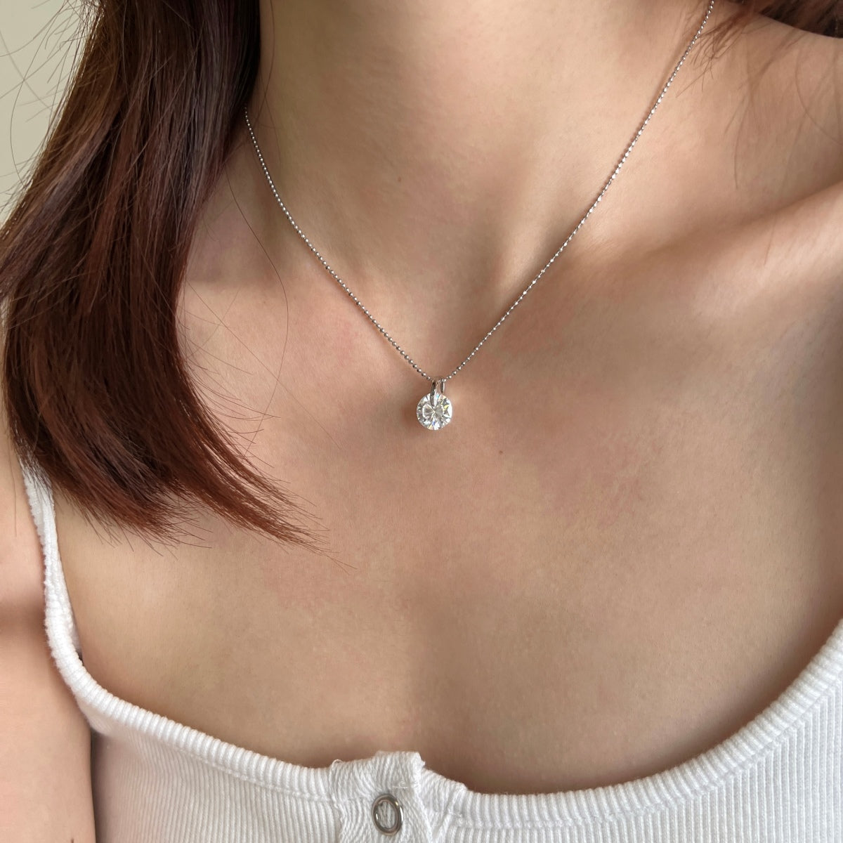 Collar solitario de moissanita 3 ct en plata