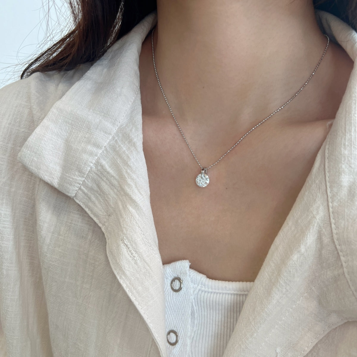 Collar solitario de moissanita 3 ct en plata