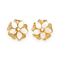 Pendientes florales de perla en acero dorado