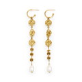Pendientes largos de piezas con efecto perla en acero dorado