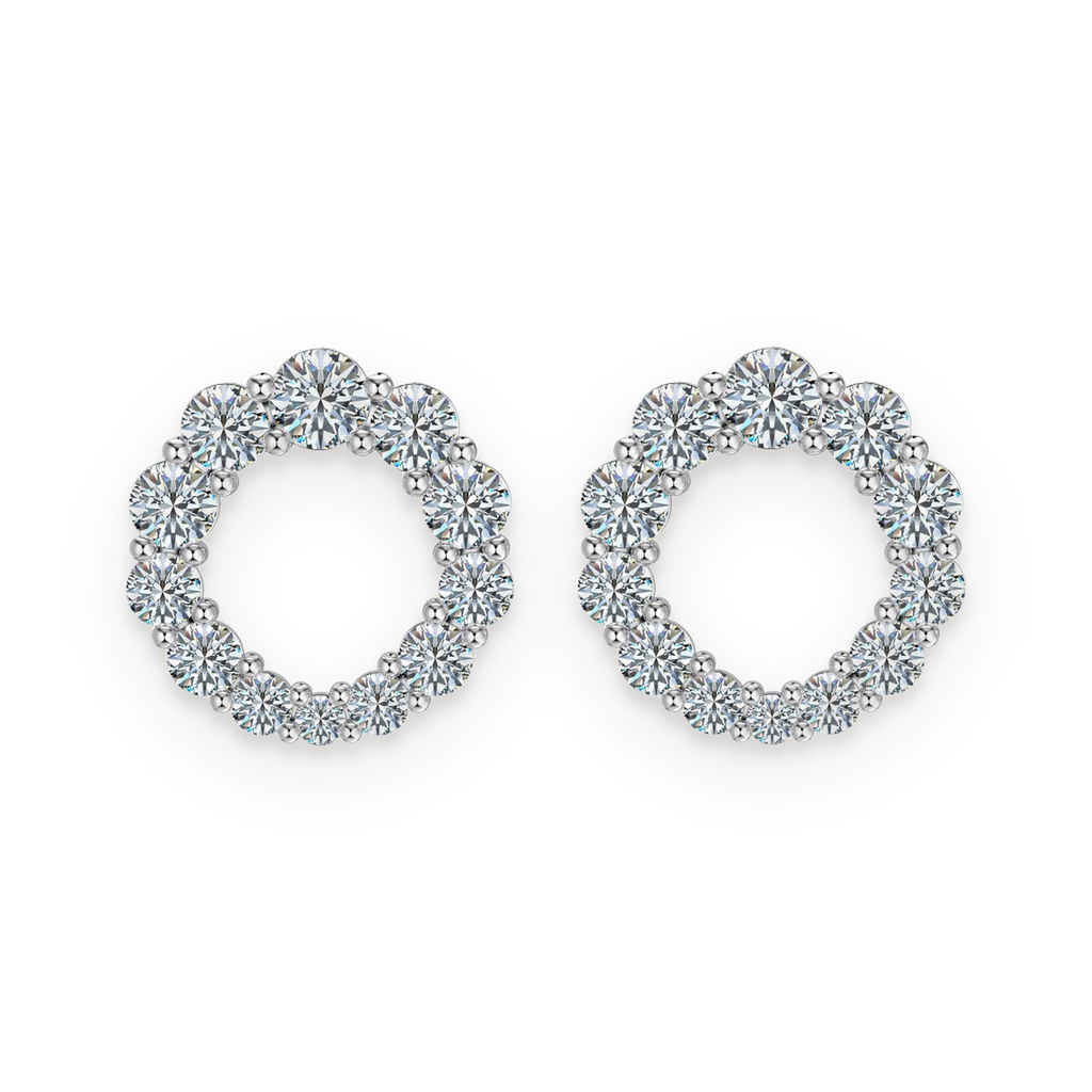 Pendientes circulares de moissanitas 0,6 ct en plata