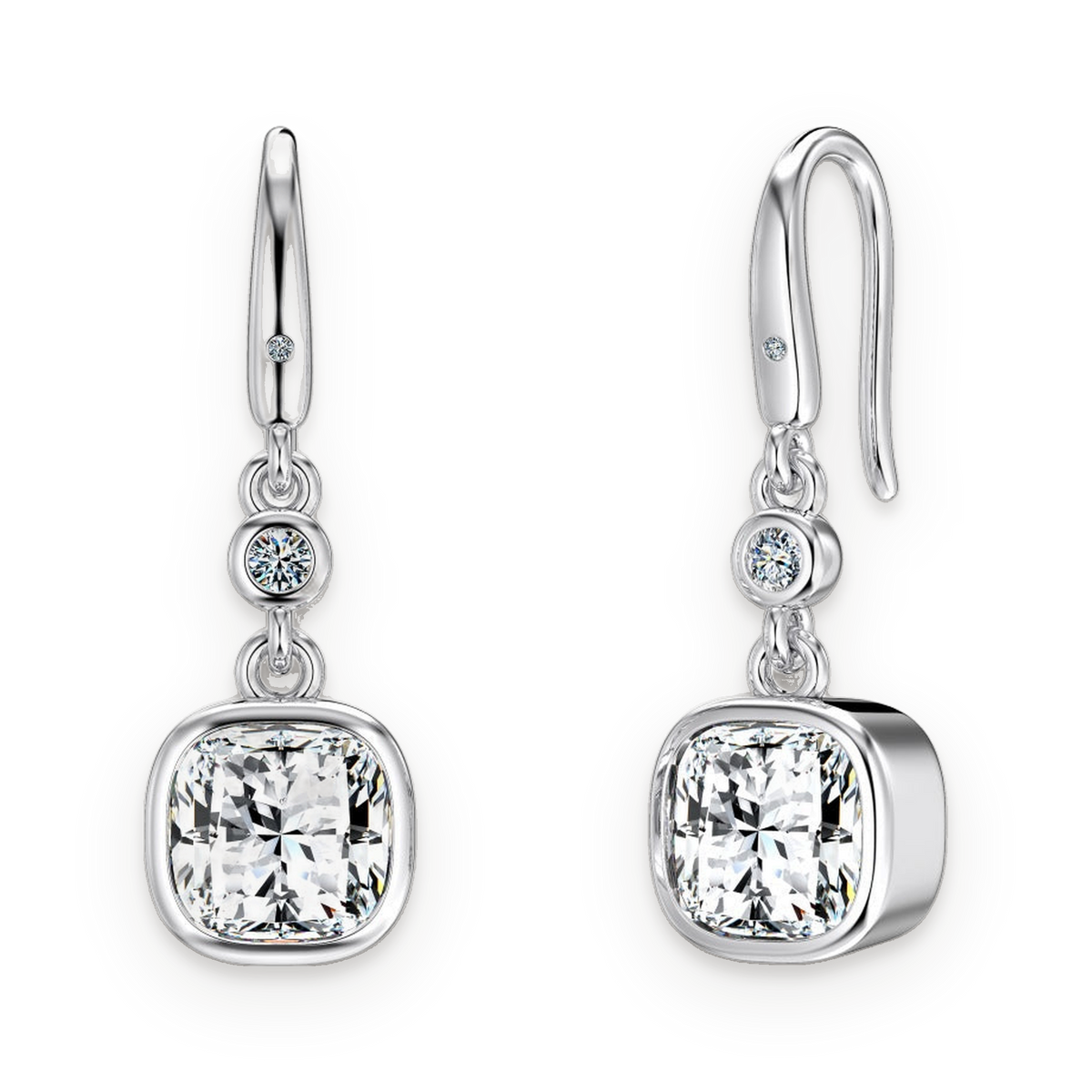 Pendientes colgantes de moissanitas 1 ct en plata