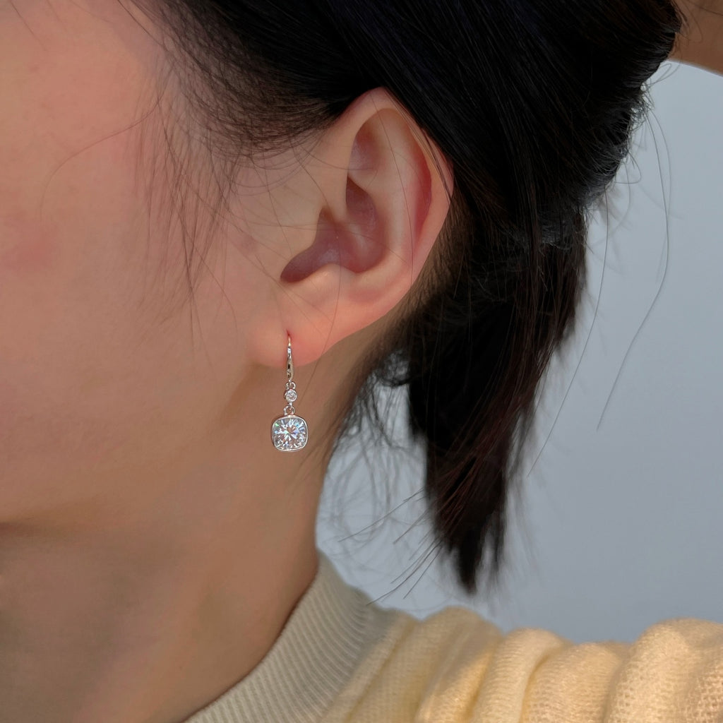 Pendientes colgantes de moissanitas 2,068 ct en plata