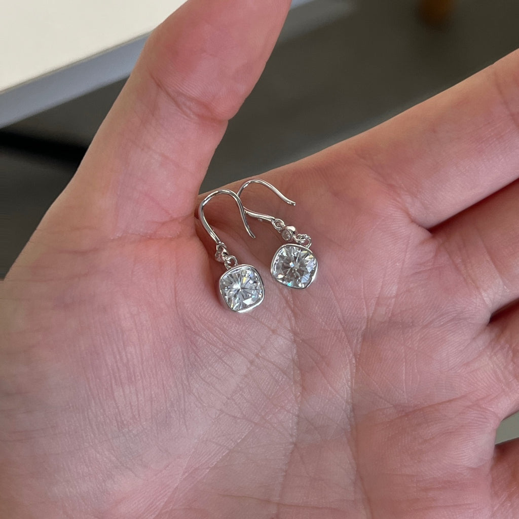 Pendientes colgantes de moissanitas 2,068 ct en plata