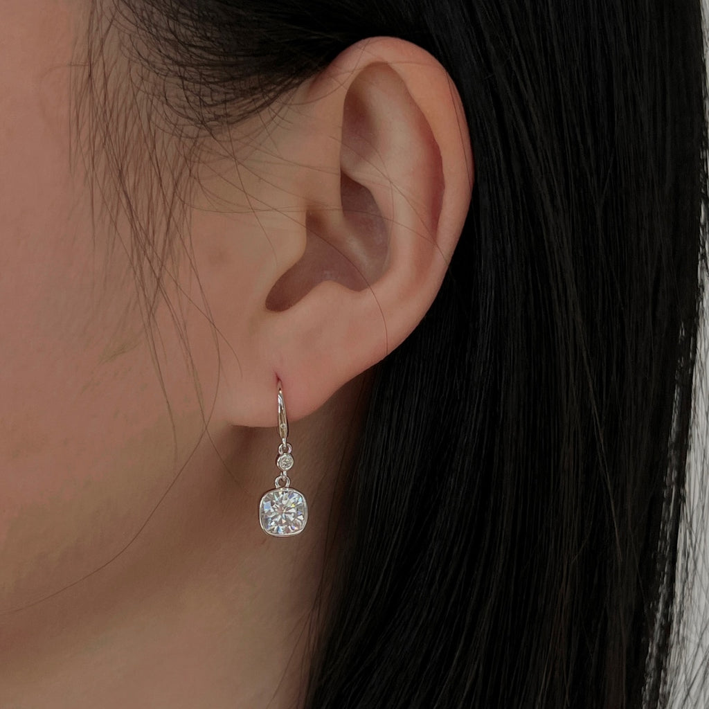 Pendientes colgantes de moissanitas 2,068 ct en plata