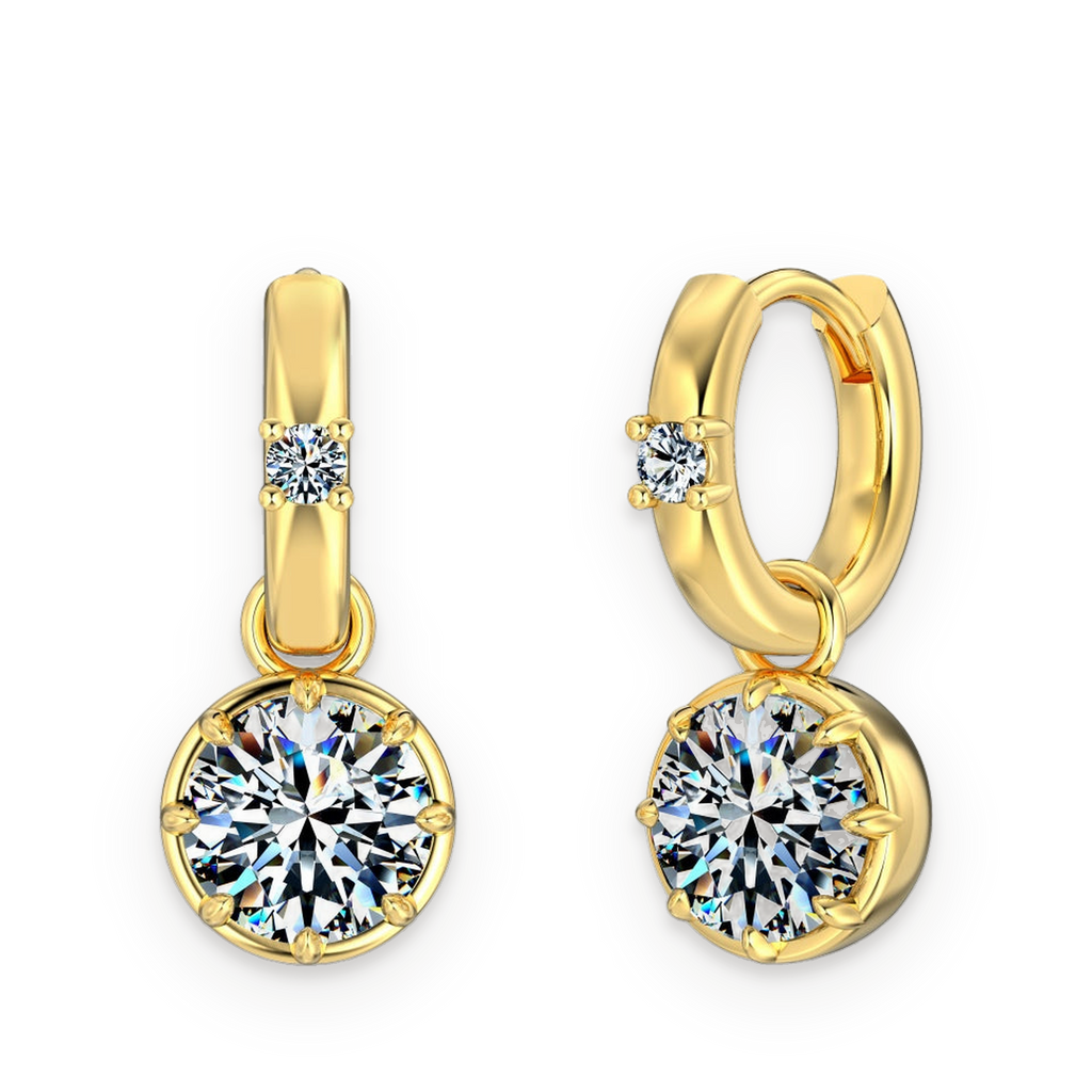 Pendientes de aro colgantes de moissanitas 2 ct dorados