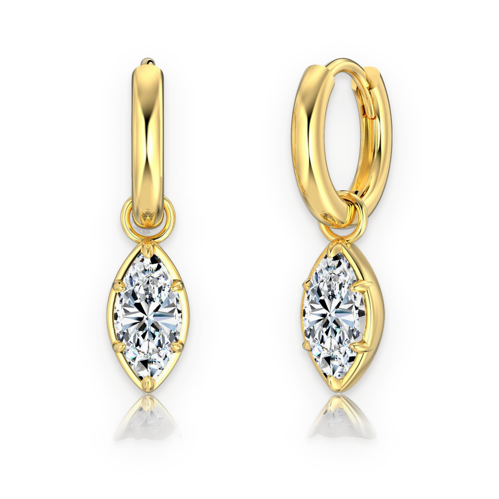 Pendientes de aro con colgante de moissanita 1 ct dorados