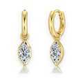 Pendientes de aro con colgante de moissanita 1 ct dorados
