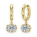 Pendientes de aro con colgante de moissanitas 3 ct dorados