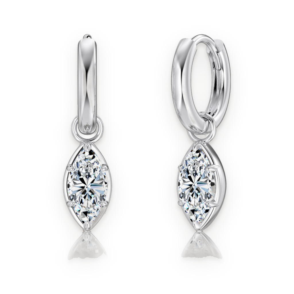 Pendientes de aro con moissanitas 1 ct en plata