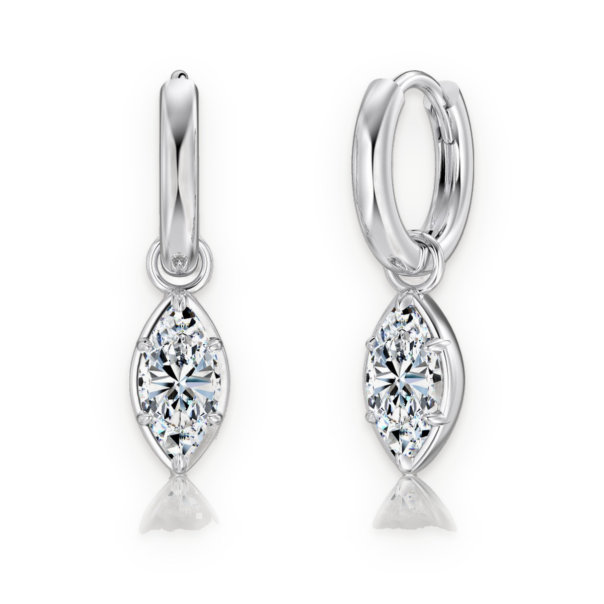 Pendientes de aro con moissanitas 1 ct en plata
