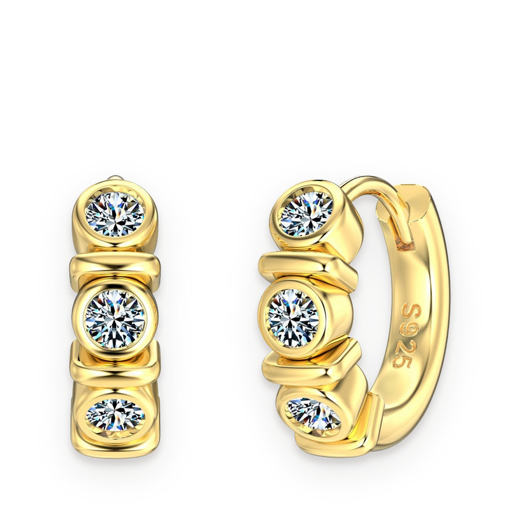 Pendientes de aro de moissanitas 0,1 ct dorados