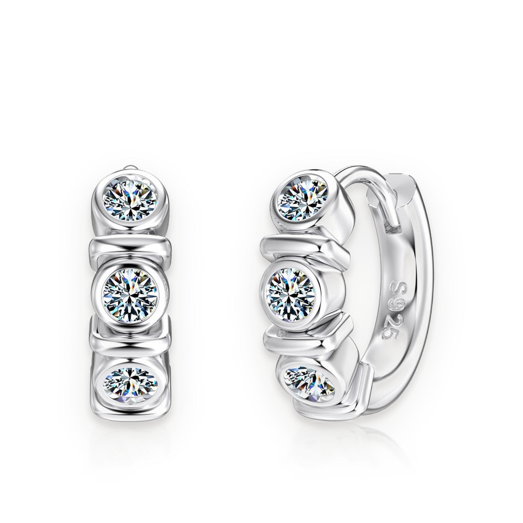 Pendientes de aro de moissanitas 0,1 ct en plata