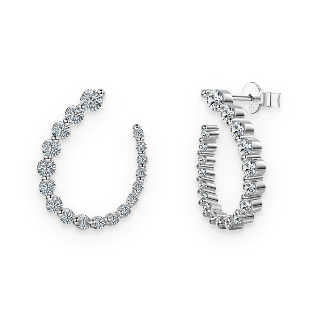 Pendientes de aro de moissanitas 0,2 ct en plata