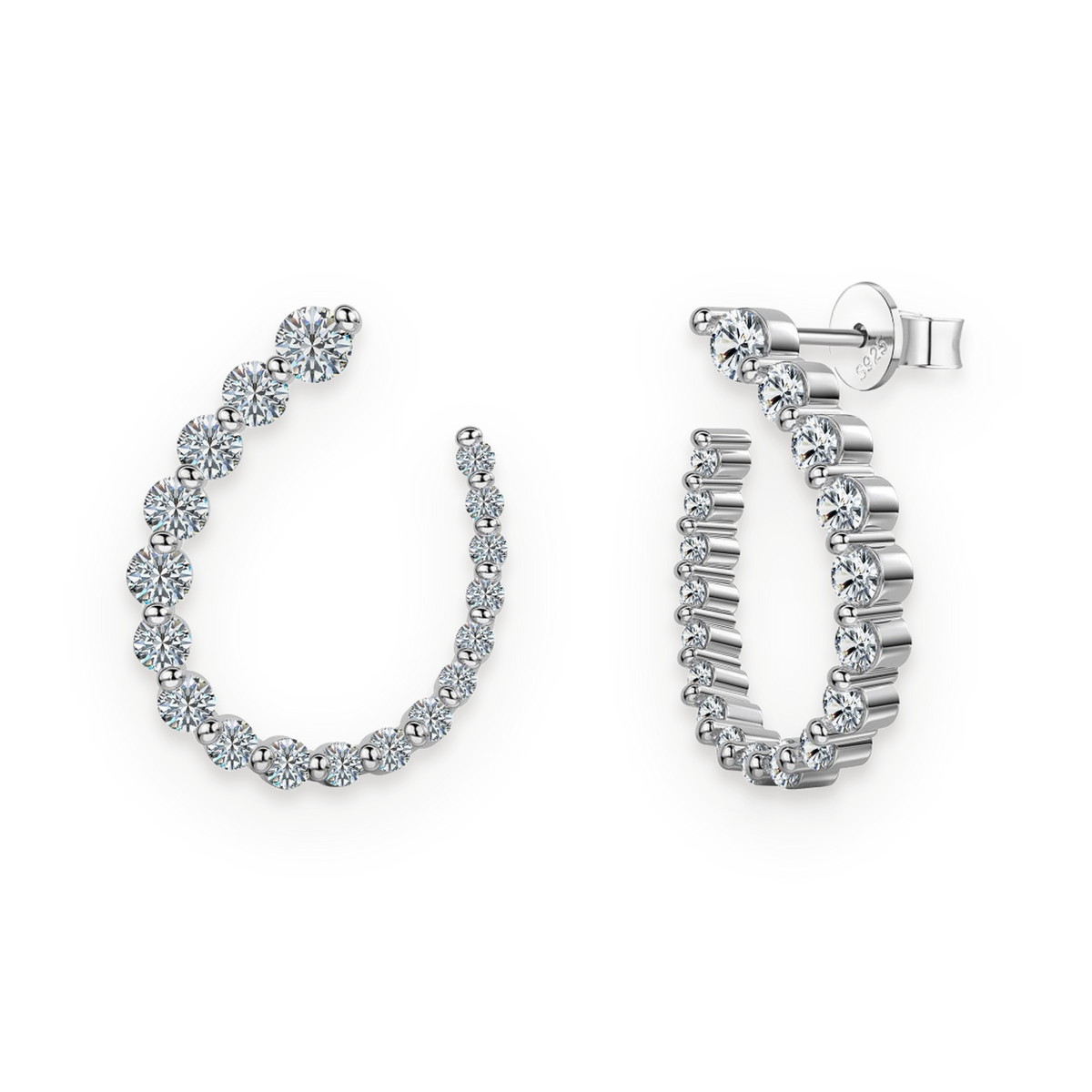 Pendientes de aro de moissanitas 0,2 ct en plata