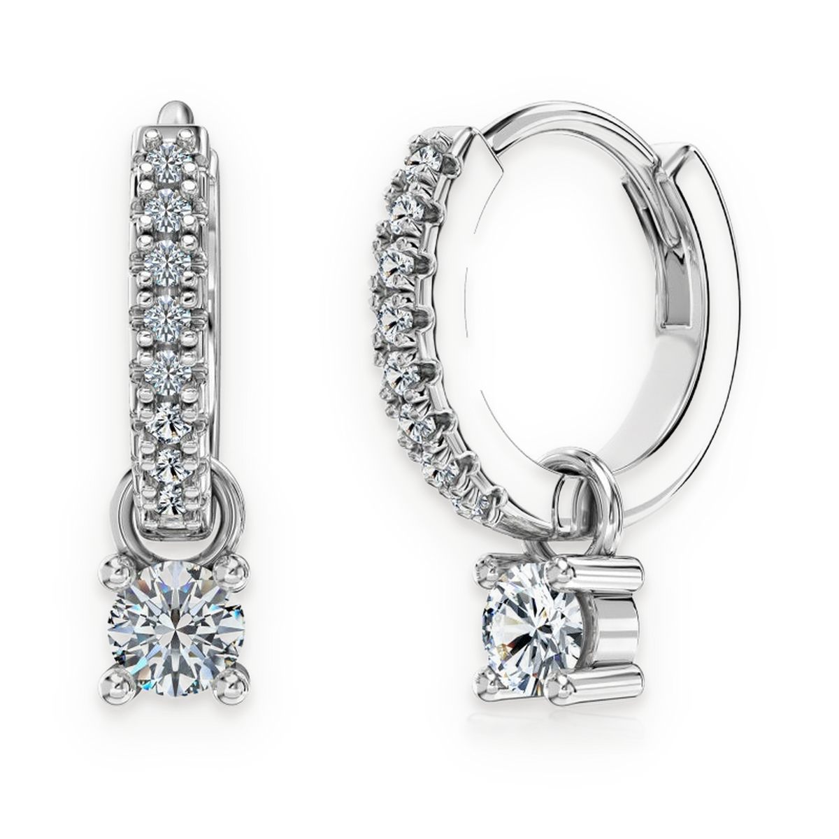 Pendientes de aro de moissanitas 0,4 ct en plata