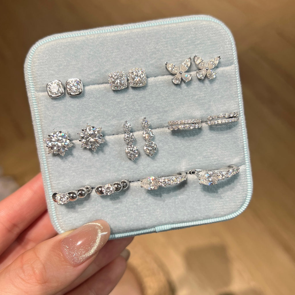 Pendientes de aro de doble hilera de moissanitas 0,414 ct en plata