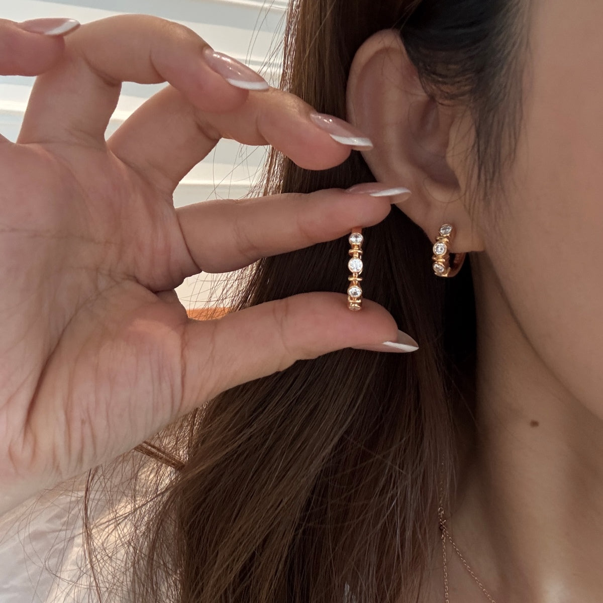Pendientes de aro de moissanitas 0,6 ct dorados