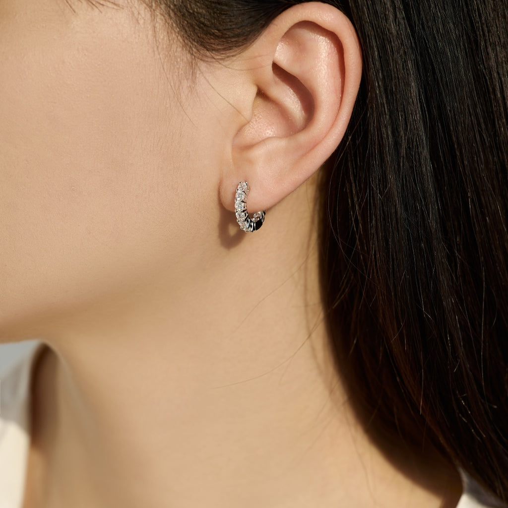 Pendientes de aro de moissanitas 1,26 ct en plata