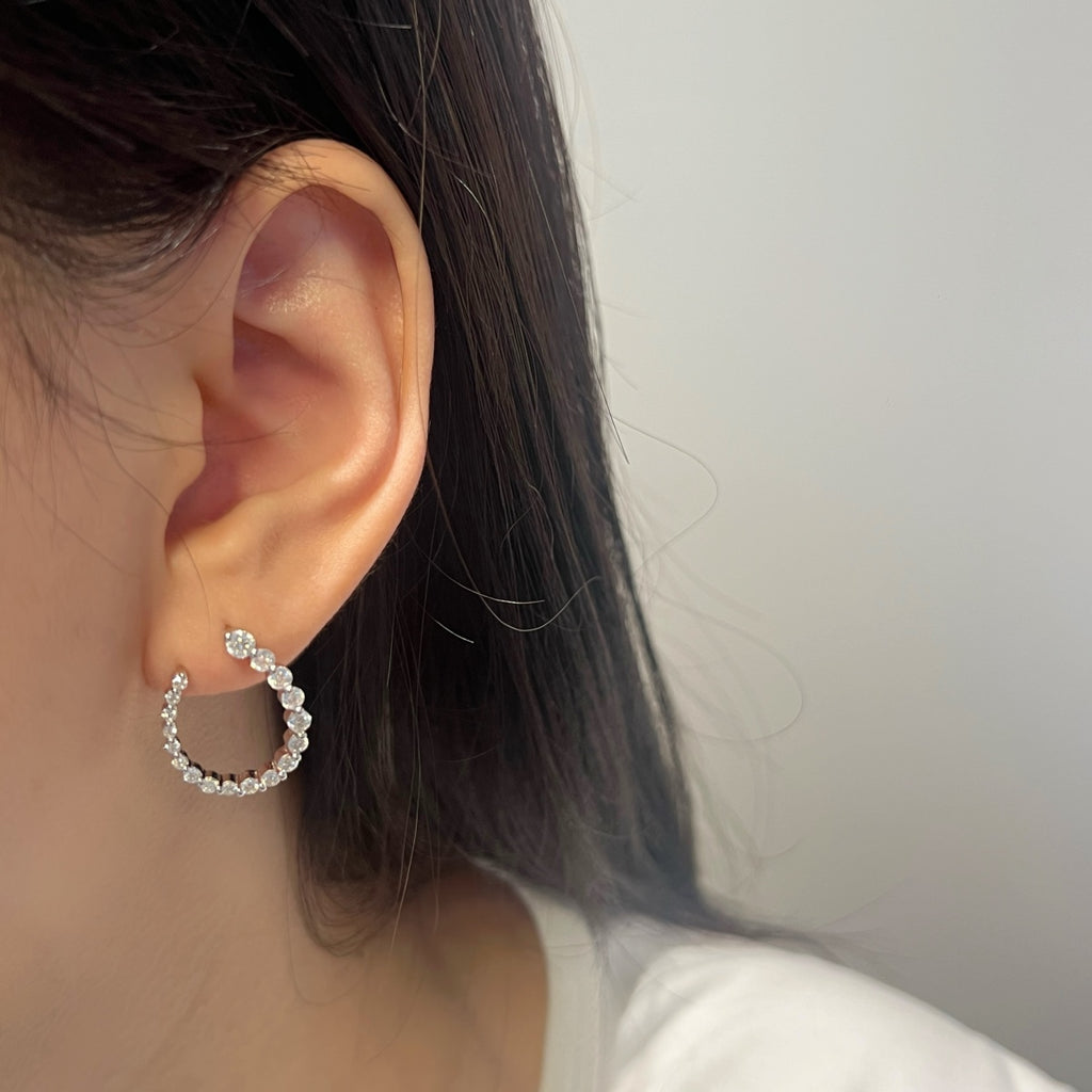 Pendientes de aro de moissanitas 1,26 ct en plata