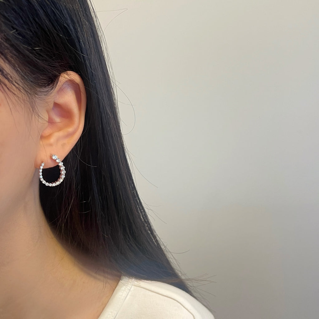 Pendientes de aro de moissanitas 1,26 ct en plata