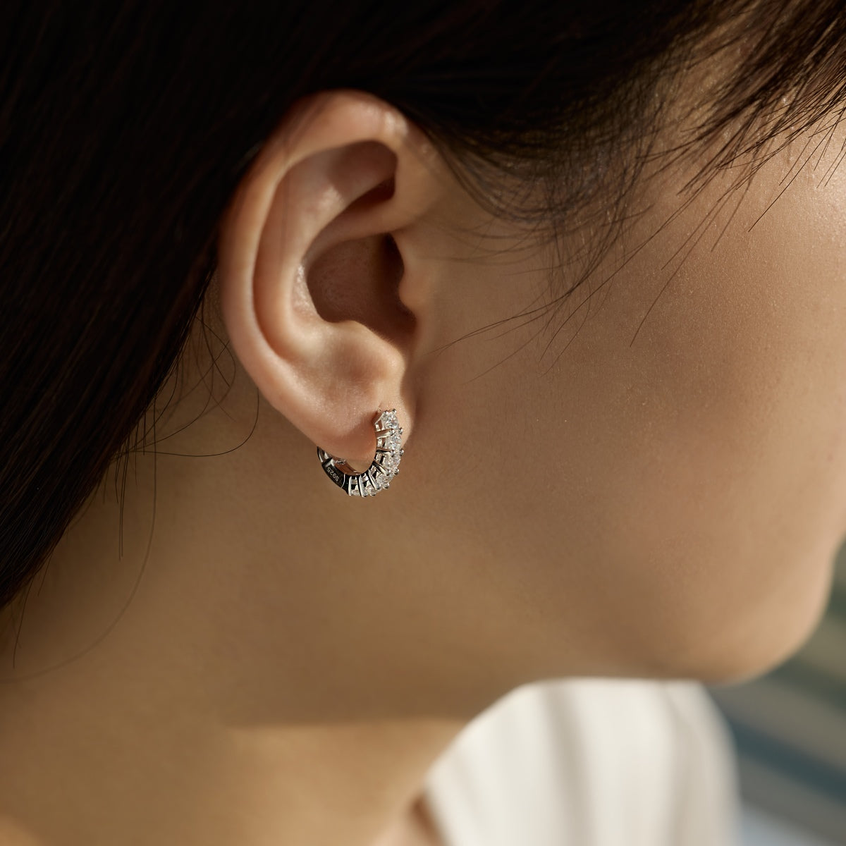 Pendientes de aro de moissanitas 1,26 ct en plata
