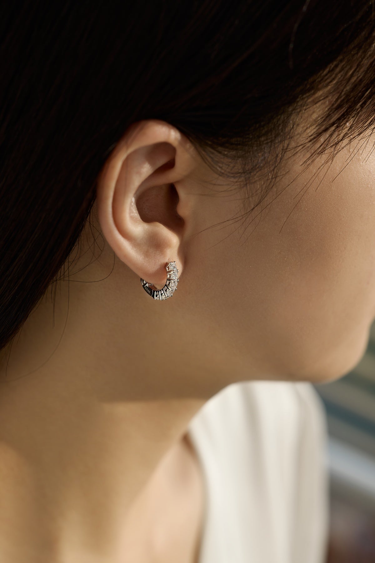Pendientes de aro de moissanitas 1,26 ct en plata