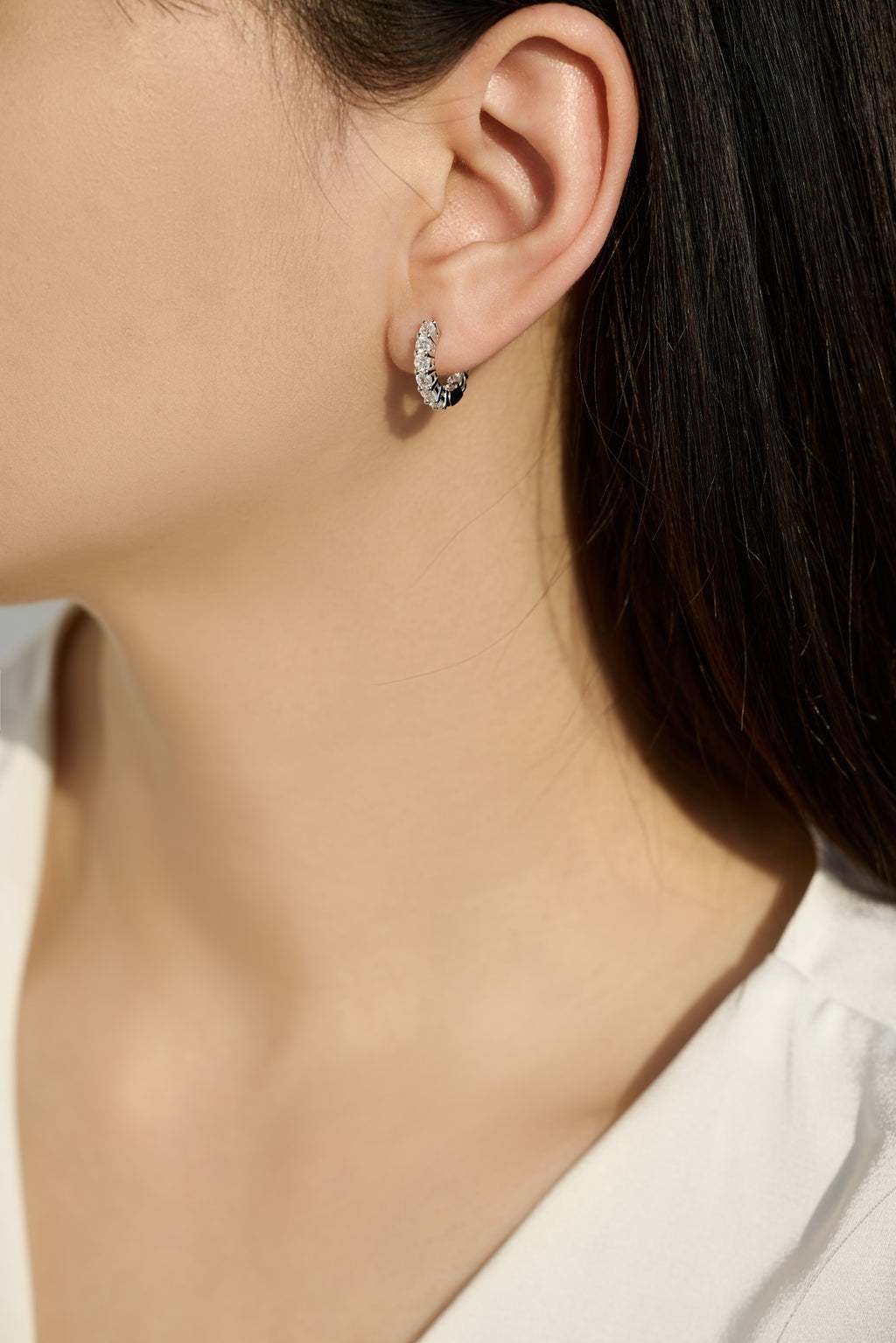 Pendientes de aro de moissanitas 1,26 ct en plata