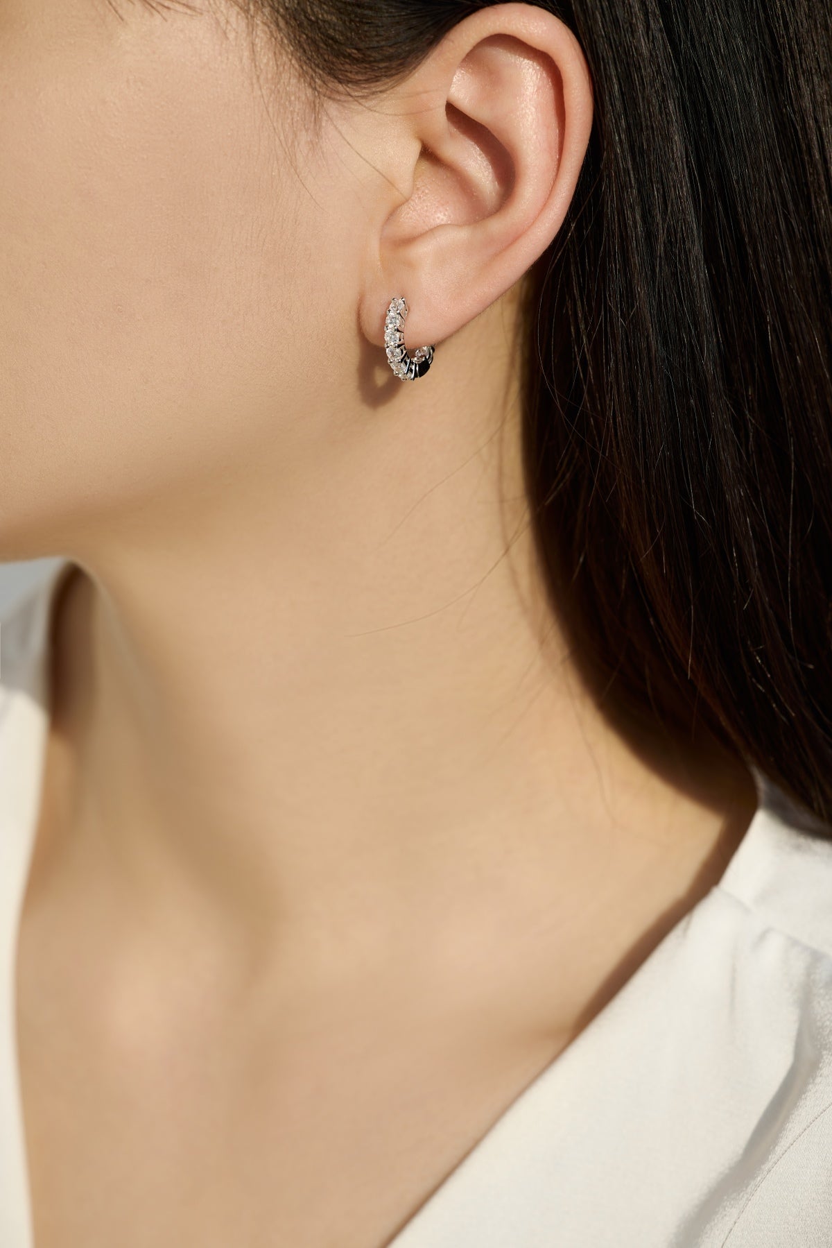 Pendientes de aro de moissanitas 1,26 ct en plata