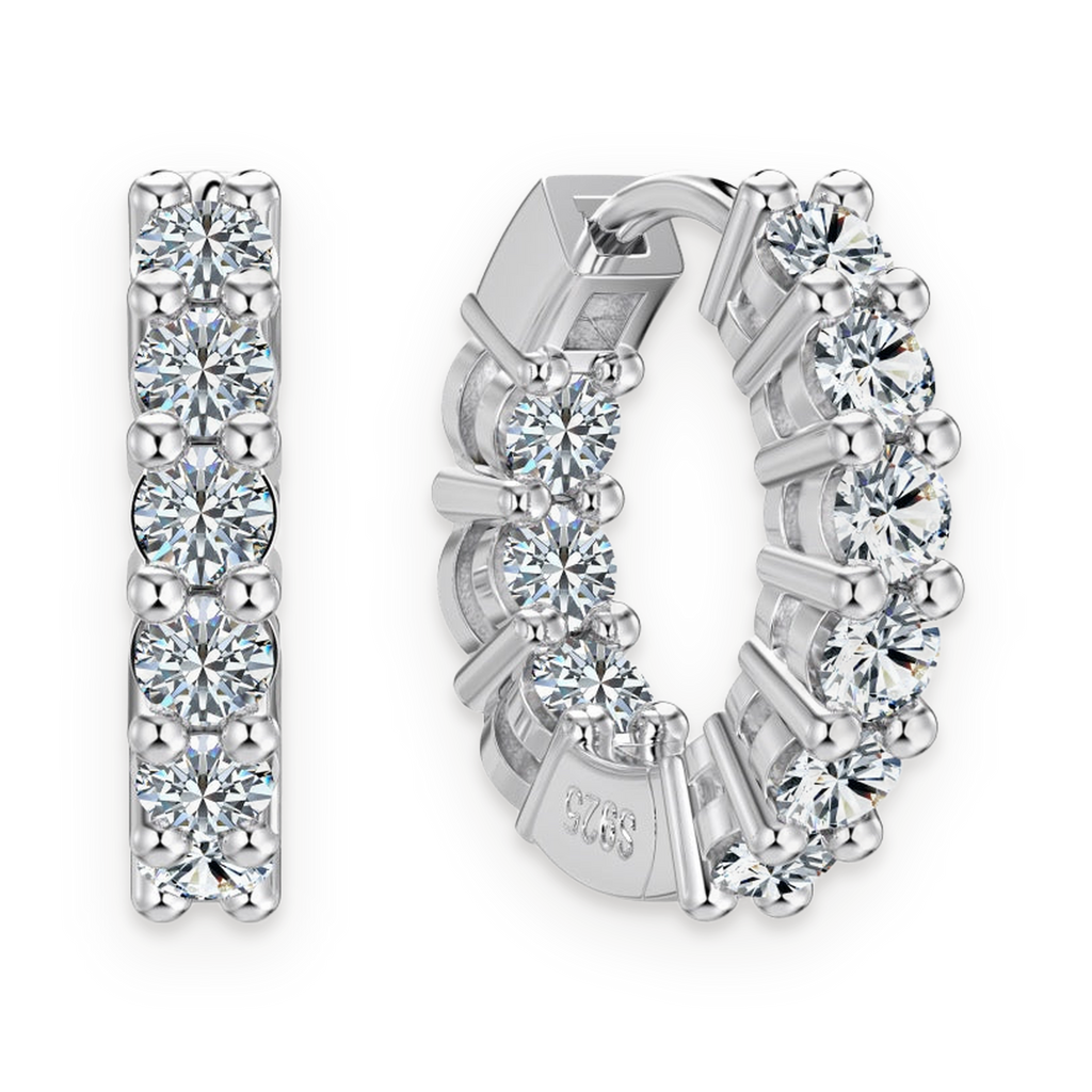 Pendientes de aro de moissanitas 1,26 ct en plata