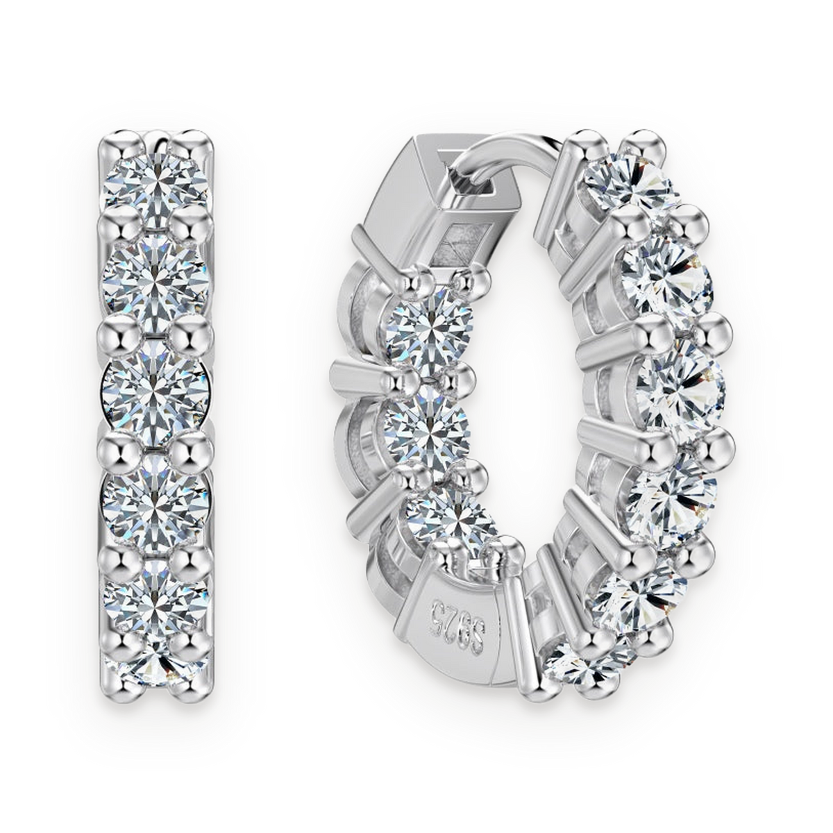 Pendientes de aro de moissanitas 1,26 ct en plata