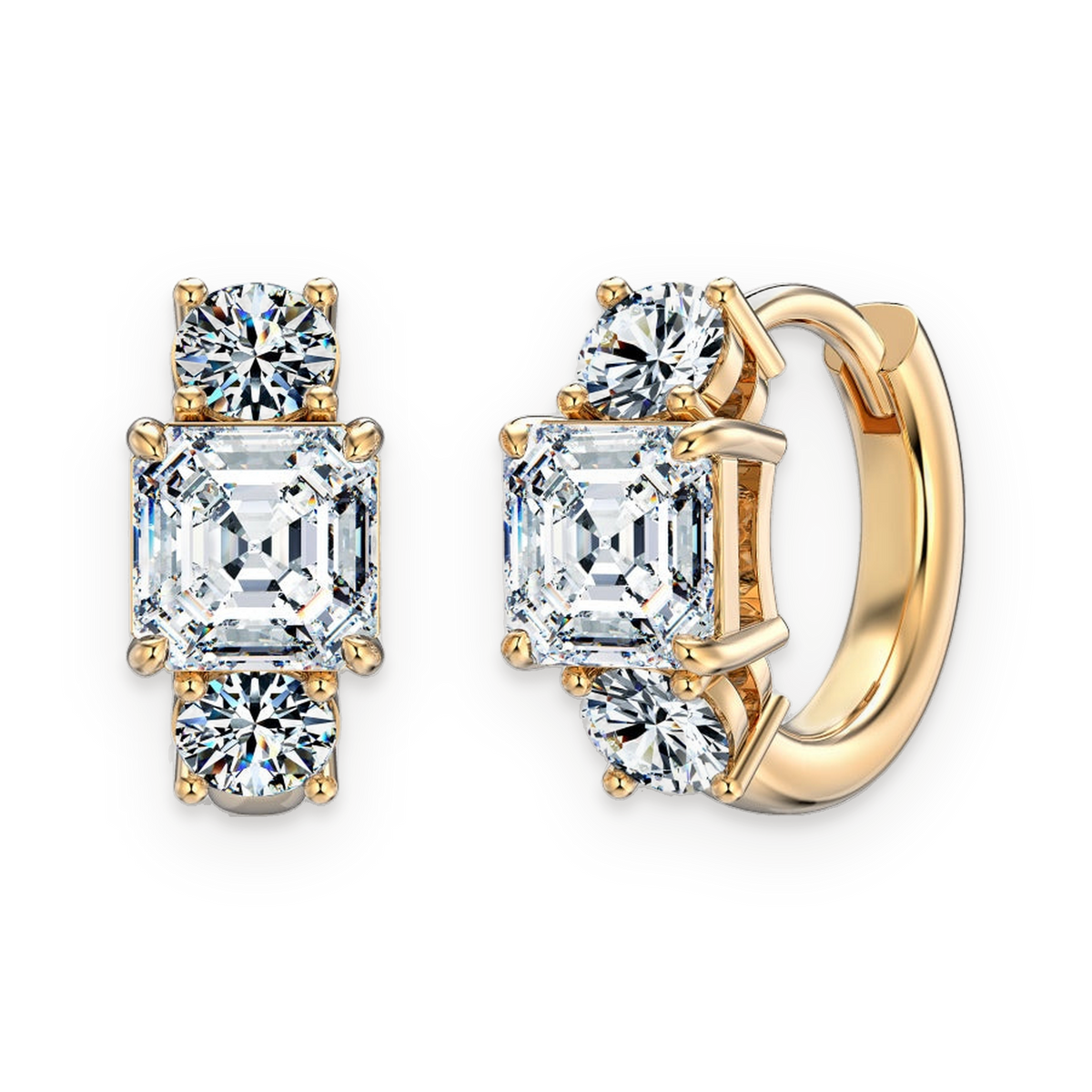 Pendientes de aro de moissanitas 1 ct en oro rosa