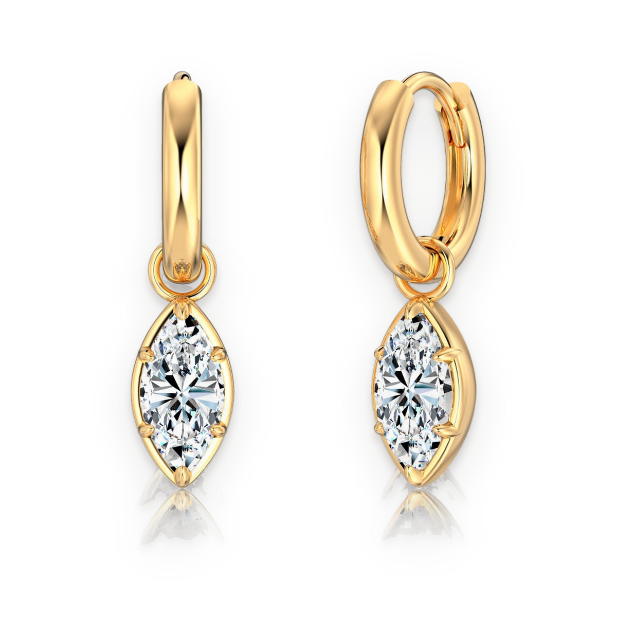 Pendientes de aro de moissanitas 1 ct en oro rosa