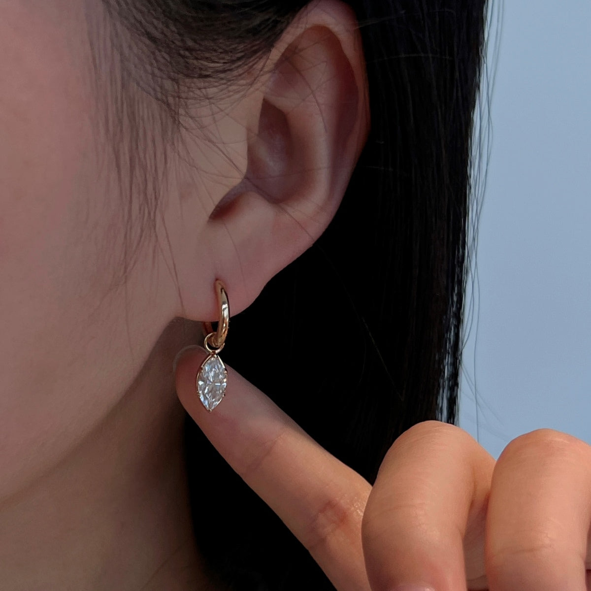 Pendientes de aro de moissanitas 2 ct en oro rosa