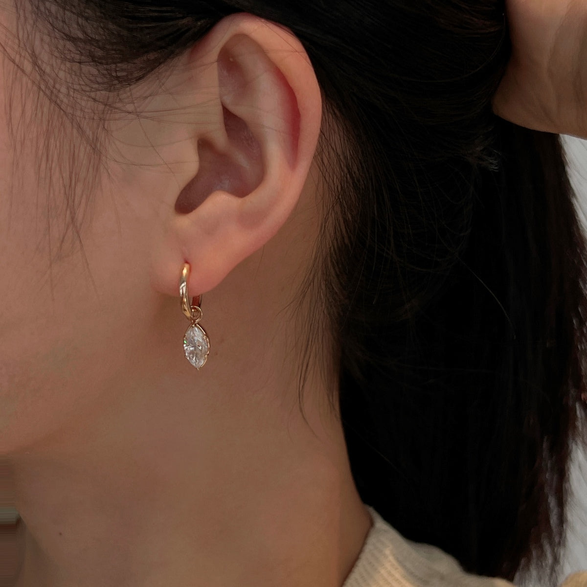 Pendientes de aro de moissanitas 2 ct en oro rosa
