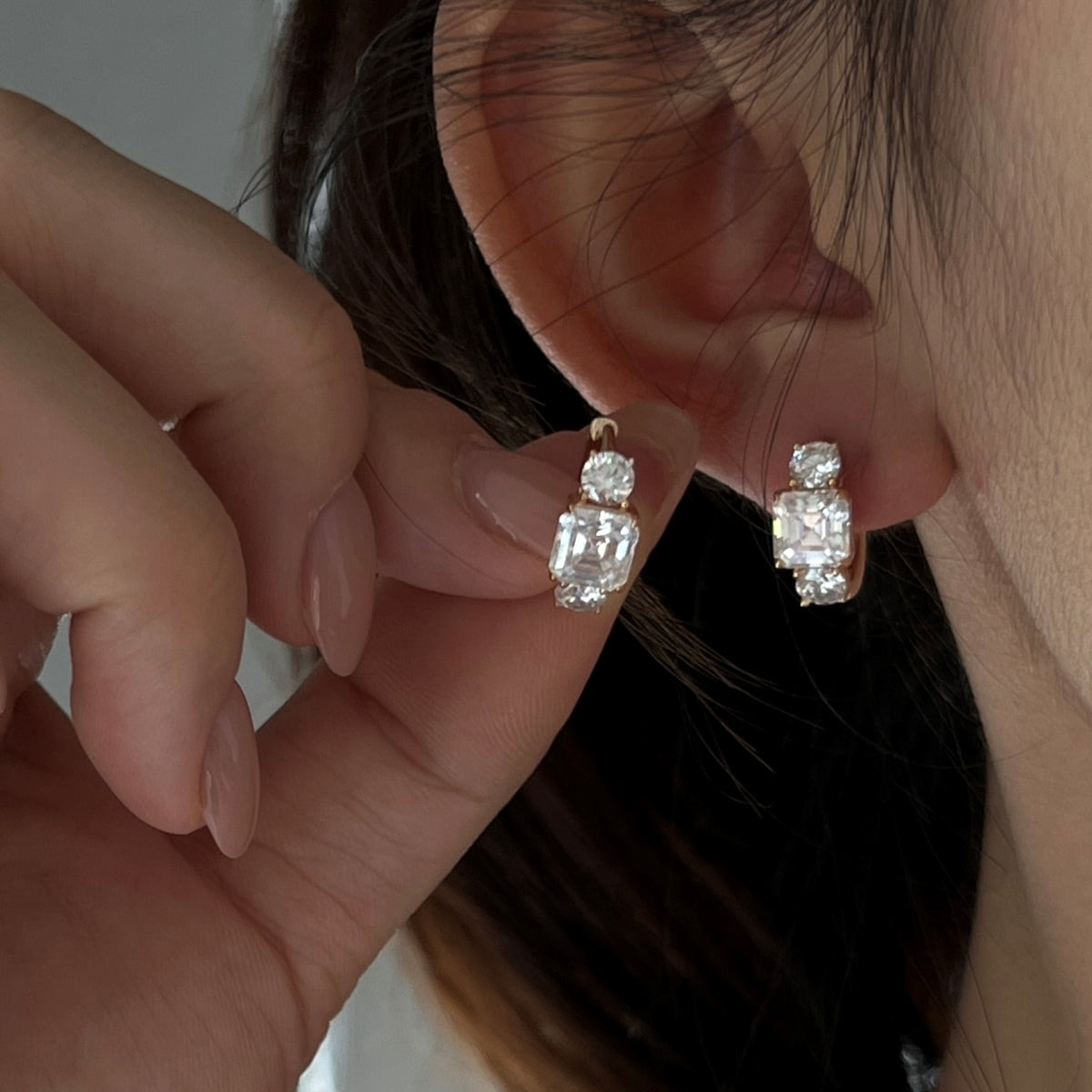 Pendientes de aro de moissanitas 3,2 ct en oro rosa