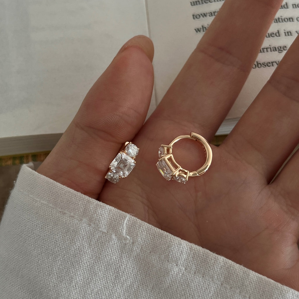 Pendientes de aro de moissanitas 3,2 ct en oro rosa
