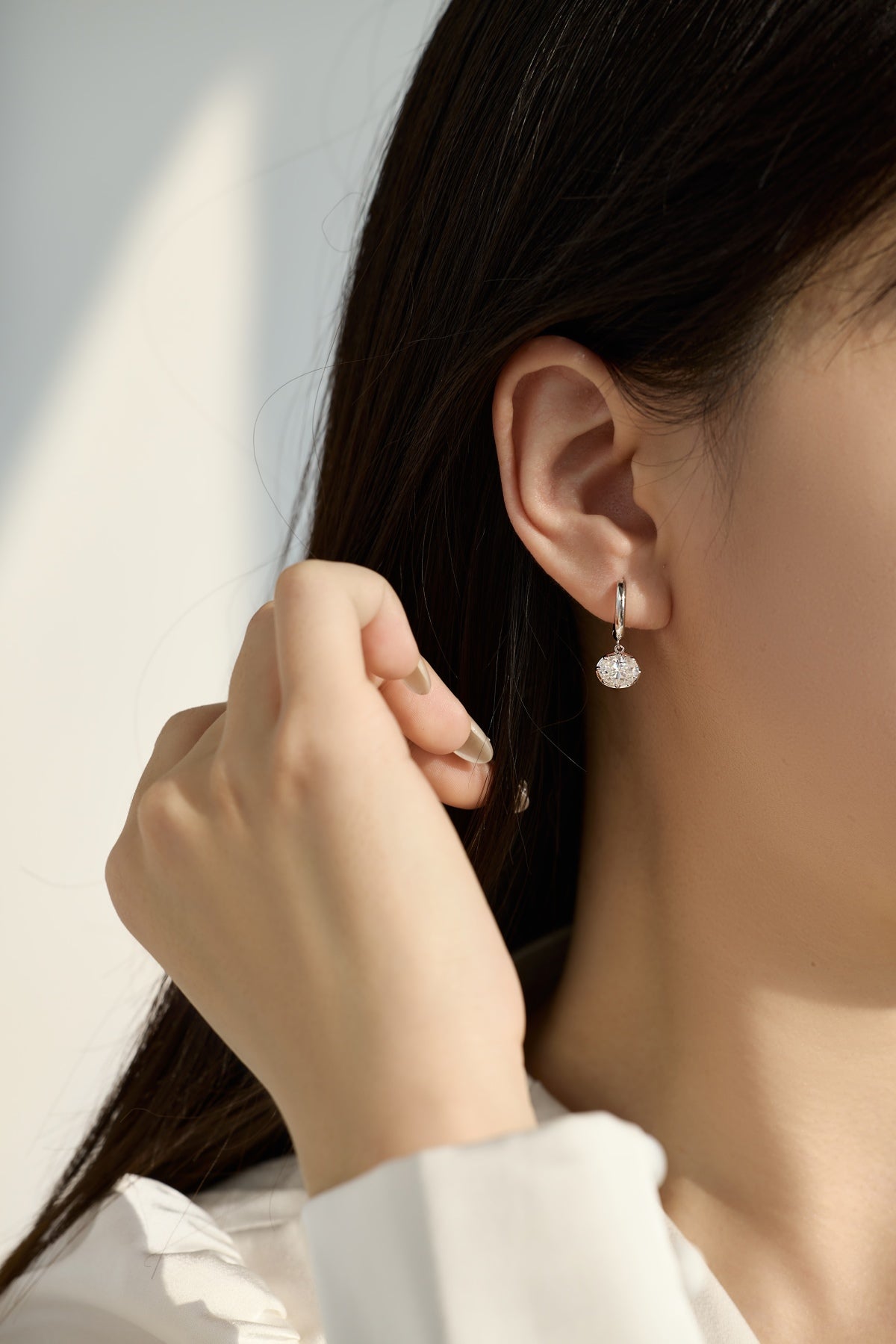 Pendientes de aro de moissanita y circonitas 3 ct en plata