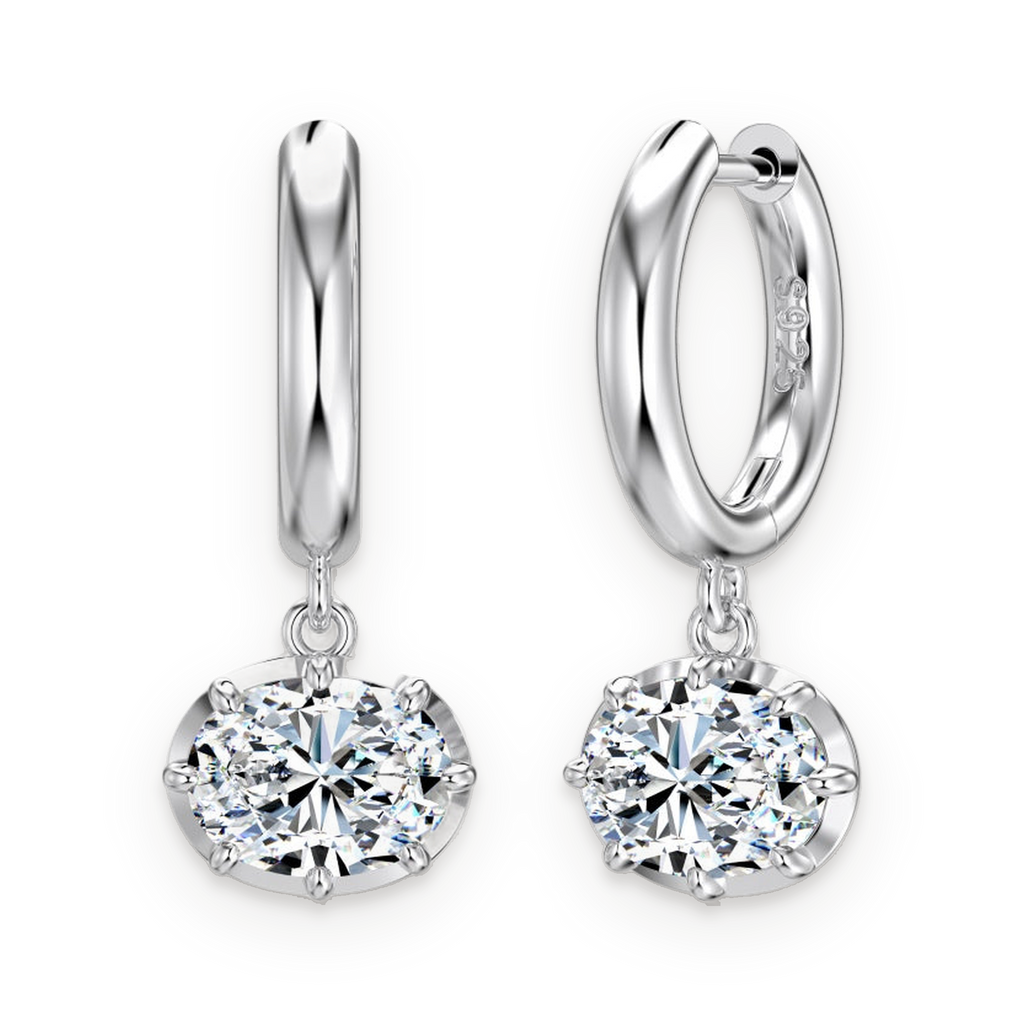 Pendientes de aro de moissanitas 3 ct en plata
